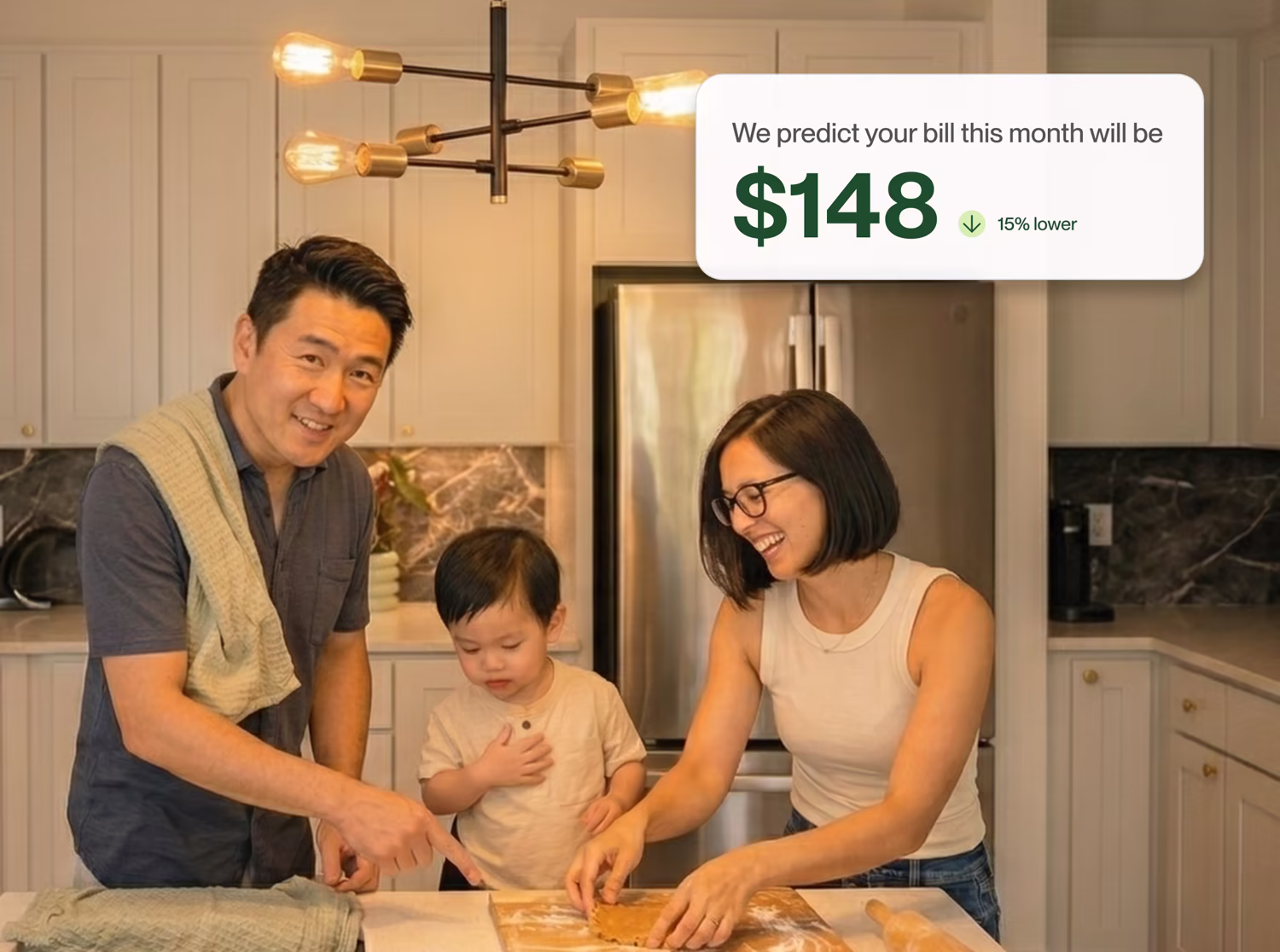 A family cooking dinner at home
