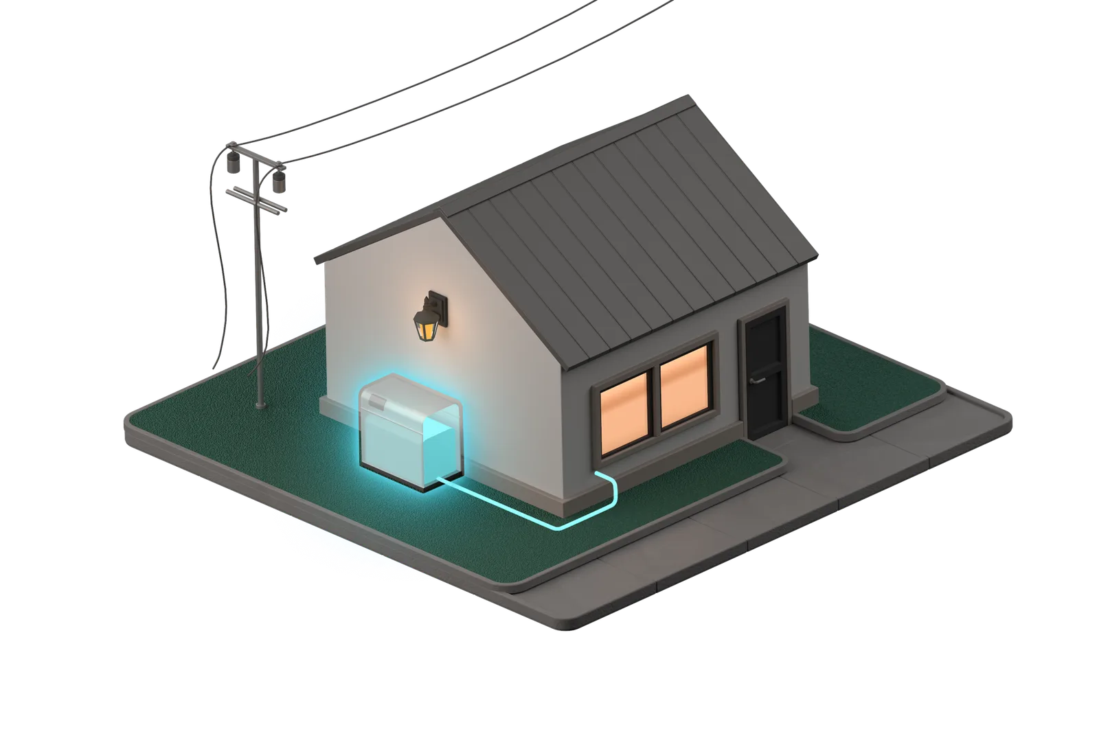 The battery powering the home during an outage
