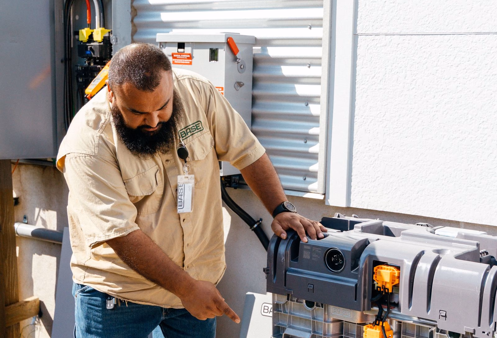 A Base technician on installation day