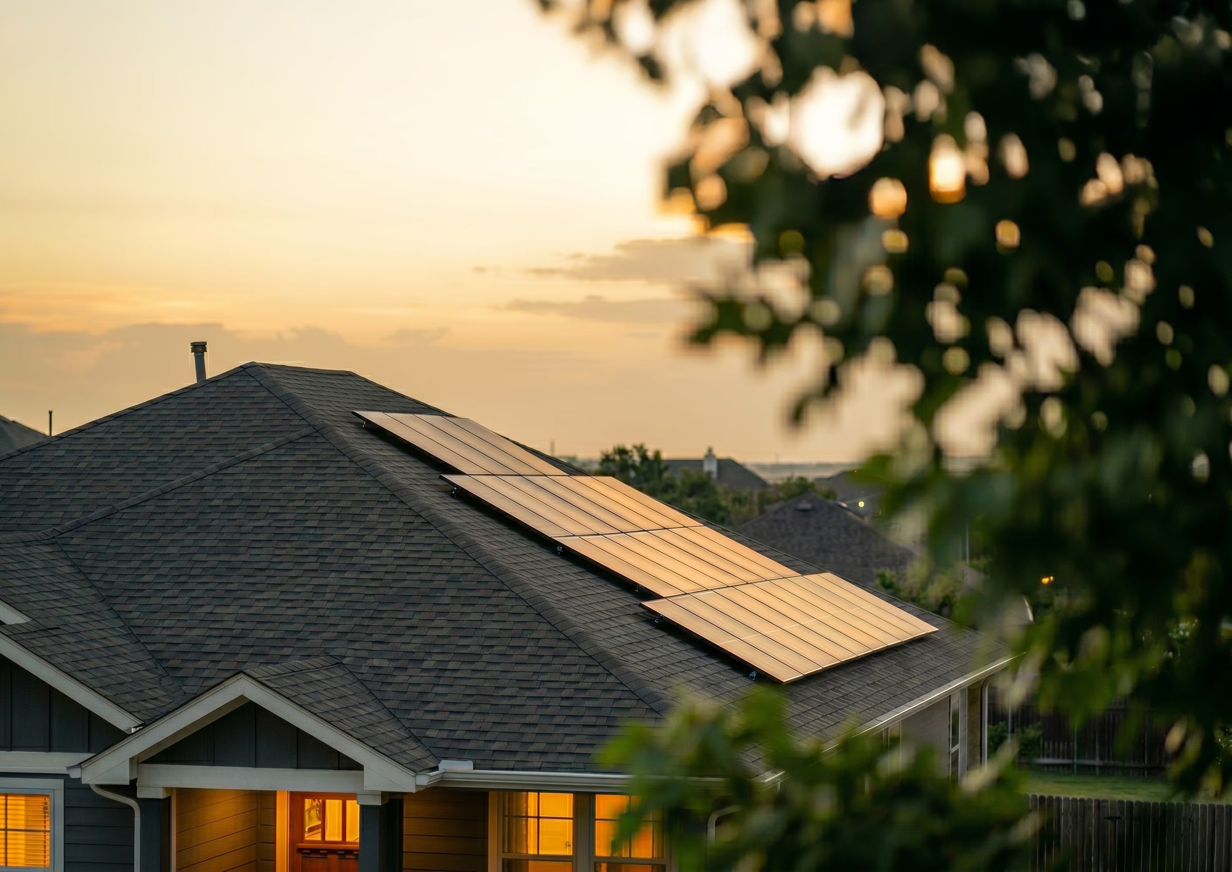 A home with rooftop solar and a Base Power battery